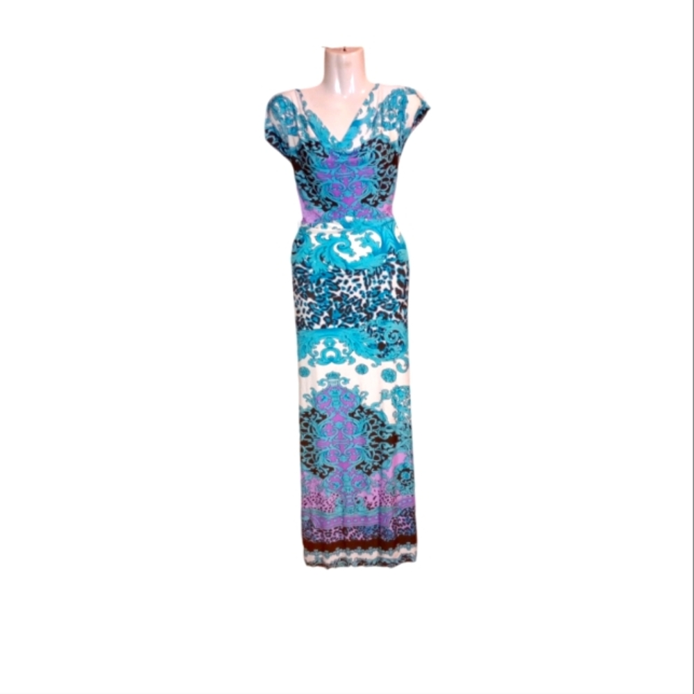 Elegant Blue and Purple Maxi Dress